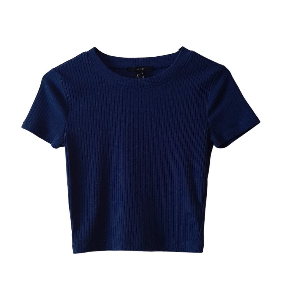 Girl's Forever 21 Blue Ribbed Shirt- Size S